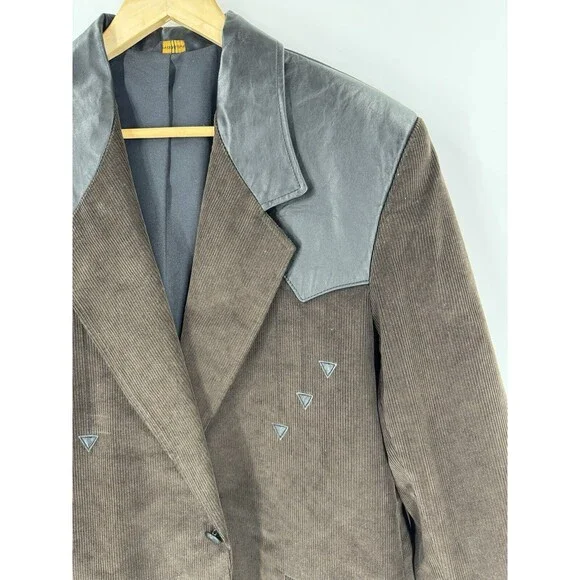Pioneer Wear Blazer Jacket Cowboy Sport Coat Western Corduroy & Leather